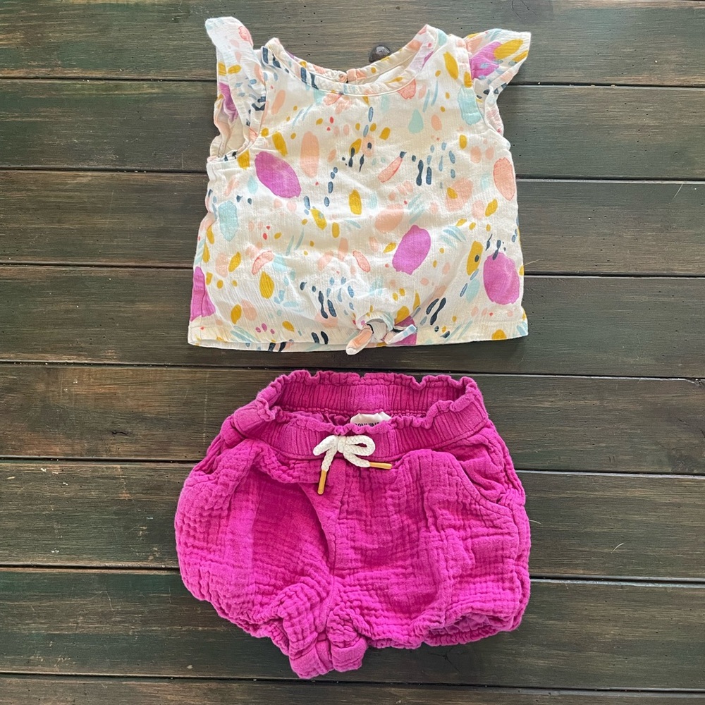 Floral watercolor linen outfit